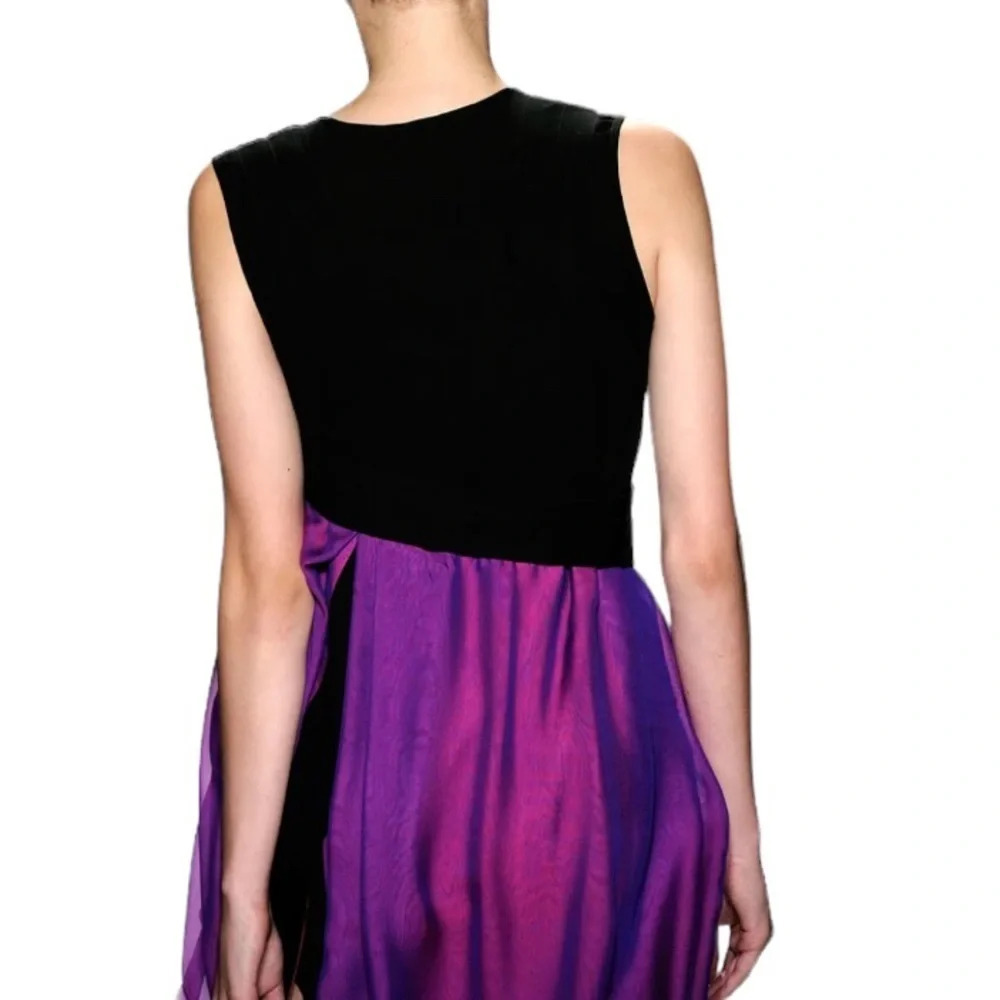 Narciso Rodriguez Black With Sheer Purple Overlay Sleeveless Dress Size 4 - Picture 3 of 9